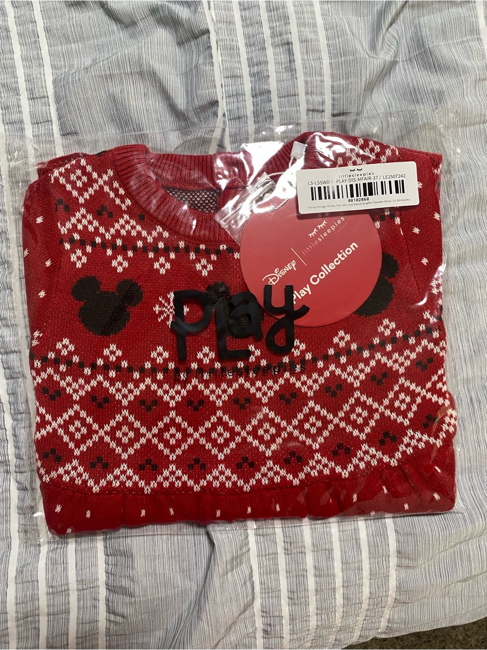 Little Sleepies Vintage Red Fair Isle Mickey Sweater Dress